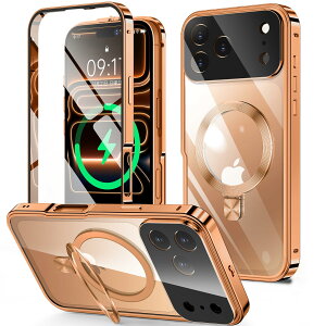 �y���������ziPhone 14/15/ �V���[�Y �P�[�X �X�^���h�@�\�t���E�A�N�V�����{�^�� �F�F�I�����W�A�T�C�Y�FiPhone 17 Pro Max