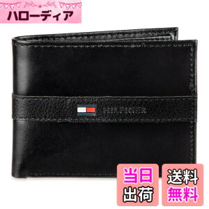 �y���������zTommy Hilfiger �g�~�[�t�B���t�B�K�[ ���z �����Y Men's Leather Ranger Passcase Wallet (Black) �F�F�u���b�N�A�T�C�Y�FFree Size