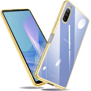 �y���������zXperia �P�[�X �N���A �Ռ��z�� ���^ TPU �y�� �Ռ��z�� �X�}�z�P�[�X �J�o�[ �X�g���b�v�z�[���t�� �S�ʂ̕ی� �F�F�S�[���h�A�T�C�Y�FXperia 10 III / Xperia10III Lite