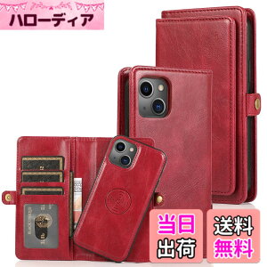 �y���������zfor iPhone 14 Many Card Slots 2in1 Detachable Wallet Case �F�F���b�h�A�T�C�Y�FiPhone 14