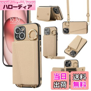 �y���������zXKringCKPTcs Wallet Case for iPhone 15 �F�F�J�[�L�A�T�C�Y�FiPhone 15 Plus