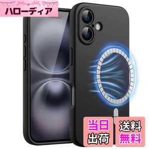 �y���������zJETech iPhone 16 6.1�C���`�p �}�O�l�b�g �V���R���P�[�X MagSafe�Ή� �V���L�[�\�t�g�^�b�` �Ռ��z�� �J���������Y�S�ʕی�t���X�}�z�J�o�[ �F�F�u���b�N