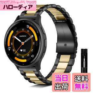 �y���������z[KeeFos] 22mm �o���h Garmin Venu 4 45mm/Venu 3 45mm/2/Forerunner 570 47mm/265/255/Vivoactive 4/Active�Ή� �����x���g���� �X�e�����X �����ȒP �����������t�� �����o���h �F�F�u���b�N/�S�[���h�A