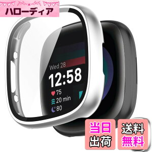 �y���������zINIAYOH For Fitbit Sense 2/Versa 4 �J�o�[ Fitbit Sense 2/Versa 4 �ی�P�[�X �����K���X�t�B����+���ϏՌ�PC�t���[�� ���˒ጸ �w��h�~ �y�ʃX�����݌v �F�F�V���o�[�A�T�C�Y�FSense 2/Versa 4