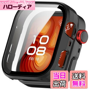 �y���������zBUITFOU For HUAWEI(�t�@�[�E�F�C) WATCH FIT 4 Pro �J�o�[ HUAWEI WATCH FIT 4 Pro �P�[�X �����^ PC+�K���X�f�� ��̌^ �S�ʕی� �����^ �����ȒP �ϏՌ� �����ߗ� �w��h�~ ���h�~ �F�F�u���b�N