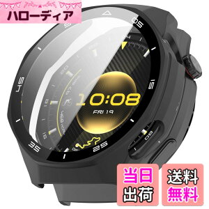 �y���������zBUITFOU For HUAWEI WATCH GT 6 Pro 46mm �J�o�[ HUAWEI(�t�@�[�E�F�C) WATCH GT 6 Pro 46mm �P�[�X �Ή� �����^ PC+�K���X�f�� ��̌^ �S�ʕی� �����ȒP �ϏՌ� �����ߗ� �w��h�~ ���h�~�i�u���b�N
