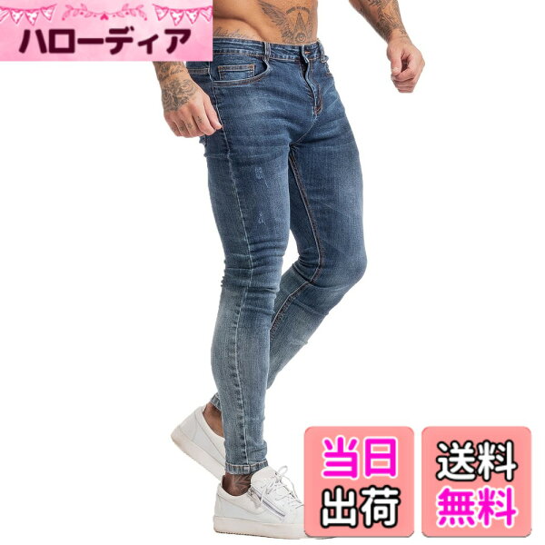 【送料無料】[GINGTTO] ジンット ジーンズ メンズ スキニー ストレッチパンツ スキニーパンツ デニム 伸縮 色：ダークブルー、サイズ：34