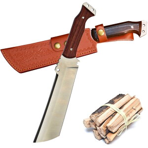 【送料無料】Irai Utaki サバイバルナイフ 手鉈 DC53鋼 フルタング構造 厚刃6mm アウトドア マチェット ブッシュクラフト 薪割り バトニング 山仕事 狩猟 革鞘付 色:野獣