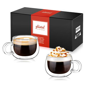 �y���������zglastal �_�u���E�H�[���O���X 120ml 2�Z�b�g �G�X�v���b�\ �J�b�v ���I���Ȃ���d�O���X �f�~�^�X�J�b�v �z�E�P�C�_���ϔM�G�X�v���b�\ �V���b�g�O���X �����t�� �R�[�q�[ �g