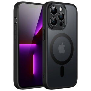 yzJETech iPhone13ProMax (13 Pro Max 6.7C`p) }Olbg P[X MagSafeɑΉ ̃}bgw JY Sی ^ ϏՌ Jo[ (ubN)