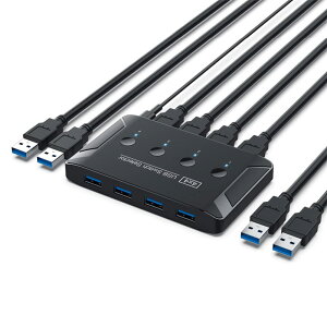 �y���������zNFHK KVM USB3.0�X�C�b�`�Z���N�^�[�L�[�{�[�h�}�E�X�X�L���i�[�v�����^�[�p��4�̃f�o�C�X�����L����4�|�[�gPC