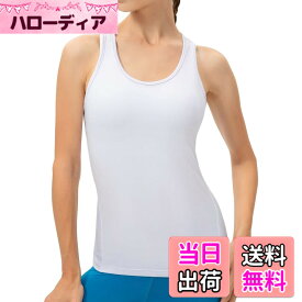 【送料無料】[Sillictor] スポーツインナー タンクトップ レディース ノースリーブ コンプレッション インナーシャツ キャミソール パワーストレッチ アンダーウェア [UVカット・冷感速乾] 2002wh-2XL