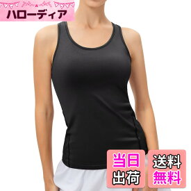 【送料無料】[Sillictor] スポーツインナー タンクトップ レディース ノースリーブ コンプレッション インナーシャツ キャミソール パワーストレッチ アンダーウェア [UVカット・冷感速乾] 2002blk-2XL
