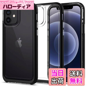 �y���������zSpigen iPhone12 mini �P�[�X �o���p�[�P�[�X �w�� �N���A TPU�\�t�g�P�[�X PC�n�[�h ��d�\�� �ČRMIL�K�i �Ռ��z�� ���C�����X�[�d �l�I�E�n�C�u���b�h �N���X�^�� ACS01749 (�u���b�N)