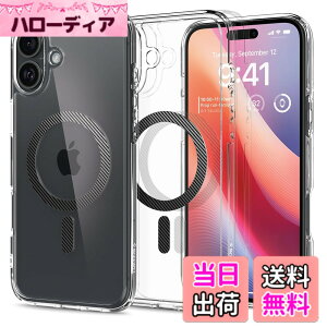 �y���������zSpigen iPhone 16 Plus �P�[�X �N���A MagSafe�Ή� �ϏՌ� �X�g���b�v�z�[�� ���ϖh�~ �o���p�[ �ČRMIL�K�i �E���g���E�n�C�u���b�h�E�}�O�t�B�b�g ACS08077 (�J�[�{���E�t�@�C�o�[)