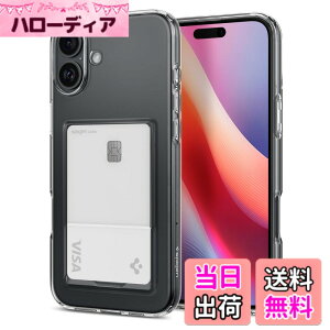 �y���������zSpigen iPhone 16 Plus �P�[�X �N���A �J�[�h���[ TPU �\�t�g �ϏՌ� ���ϖh�~ �蒠�^ �ČRMIL�K�i �N���X�^���E�X���b�g ACS08083 (�N���X�^���E�N���A)