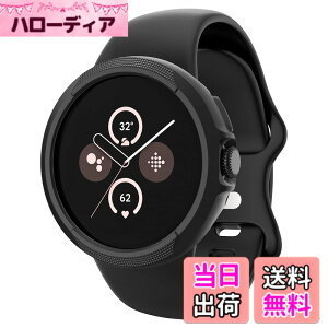 �y���������zSpigen Google Pixel Watch 3 / 2 / 1 41mm �P�[�X ���� �Ռ��z�� �ȈՂȎ��t�� �V���v�� �X���� �y�� ���菝 �h�~ �ی�J�o�[ ���L�b�h�E�G�A ACS03073 (�}�b�g�E�u���b�N)