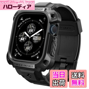 �y���������zSpigen Apple Watch �o���h 45mm �y Apple Watch 9 / 8 / 7 �Ή� �z �X�e�����X TPU �o���h ��̌^ ���^�� �s���o�b�N�� ���h�~ �ϏՌ� �Ռ��z�� �^�t�E�A�[�}�[�E�v���E���^�� ACS05237 (�u���b�N