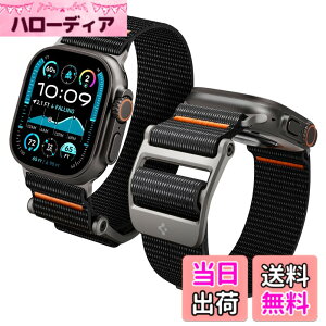 �y���������zSpigen Apple Watch �o���h 49/46/45/44mm �y Apple Watch Ultra2 / Ultra / 10 / 9 / 8 / 7 / SE2 / SE / 6 / 5 / 4 �Ή� �z �i�C���� �t�@�u���b�N ���� �ȒP���� ���߉\ �x���N�� �y�� �ϋv�� �X�|�[�c�o��