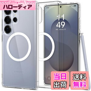 �y���������zSpigen Galaxy S25 Ultra �P�[�X �N���A Magfit�Ή� �ϏՌ� ���^ �y�� �X�g���b�v�z�[�� ���ϖh�~ �ČRMIL�K�i ���� �G�A�X�L���E�n�C�u���b�h�E�}�O�t�B�b�g ACS08971 (�N���A�E�z���C�g)