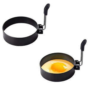 【送料無料】DFsucces 目玉焼き 2個セット ステンレス製 卵フライヤー 目玉焼き型 くっつかない 金型 簡単使い 柄手付き 家庭用キッチン調理ツール