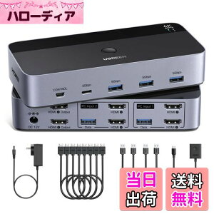 yzUGREEN HDMI KVMؑ֊ 4K@60Hz 2j^2Rs[^A22o̓XCb`A 4USB 3.0|[ĝ2̃Rs[^2j^/L[{[h/}EX/v^L HDMIP[u4{AU