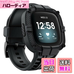 �y���������zGELISHI Fitbit Versa 3/Fitbit Sense�p�o���h �o���p�[�P�[�X�t�� ���ȕی�o���h TPU�v���e�N�^�[�P�[�X ���X�g�o���h�X�g���b�v �X�}�[�g�E�H�b�`�A�N�Z�T���[ �j�����p �u���b�N