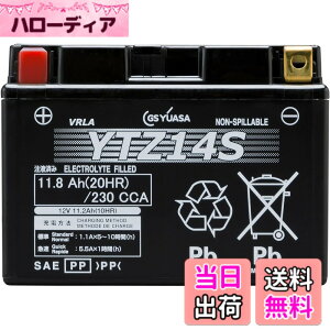 �y���������zGS YUASA [ �W�[�G�X���A�T ] �V�[���h�^ �o�C�N�p�o�b�e���[ [ �t���[�d�� ] YTZ14S