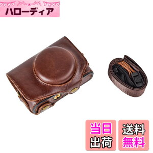 �y���������zkinokoo PowerShot SX720 HS / SX730 / SX740 �p�J�����P�[�X PU���U�[ �S�ʕی�^ �O�r���t�� �V�����_�[�X�g���b�v�t��(�R�[�q�[)