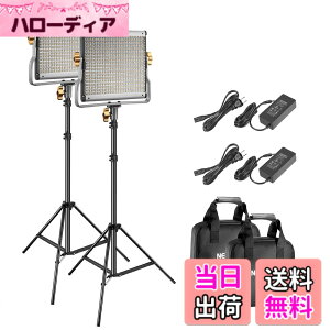 �y���������zNEEWER 2�p�b�N 480 LED�r�f�I���C�g�ƃX�^���h�L�b�g �Ɩ��B�e�p�p�l�����C�g 28W ���P�x CRI96+ 4000lux/1m 3200K-5600K�F���x ��F 0-100�������\ U�u���P�b�g�A�o�[���h�A�Ǝ��[�P�[�X�t