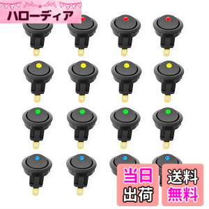 �y���������zCESFONJER 16 pcs �~�j�Ԃ̃{�[�g19mm LED�C���W�P�[�^�̃��b�J�[�X�C�b�`�A�{�^�� �~�j�ۂ� �C�b�`�A�u���[���b�h�O���[���C�G���[ DC 12V 20A 3�s���I�� - �I�t�A SPST�K���ǉ��d�q�@��