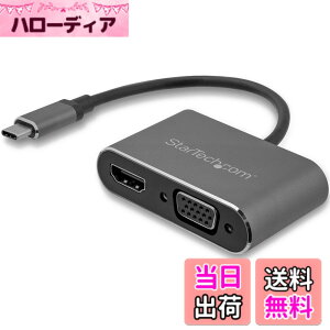 �y���������zStarTech.com USB-C - VGA/HDMI�ϊ��f�B�X�v���C�A�_�v�^ 2-in-1 USB Type-C�}���`�A�_�v�^�[ 4K/30Hz �A���~�P�[�X �X�y�[�X�O���[ CDP2HDVGA