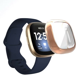 �y���������zFor Fitbit Versa 3 �P�[�X Fitbit Sense �\�t�g�P�[�X�yELMK�z�S�ʕی� �ϏՌ� �_�炩�� ���b�L �E���ȒP TPU �E�I�b�` �ی�P�[�X �����^ �J�o�[ �t�B�b�g�r�b�g Versa3 / Sense �o���p�[ �Ή�