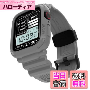 �y���������z[elkson] �A�b�v���E�H�b�` �o���h Apple Watch 45mm 44mm �o���p�[�P�[�X�t�� ���ȃ����Y�o���h Apple Watch SE iWatch Series 9 8 7 6 5 4�p, Quattro Pro Series �X�|�[�c�~���^���[�ی�P�[�X �v���e