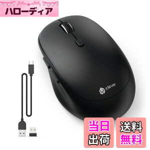 �y���������ziClever ���C�����X�}�E�X �f���A�����[�h �����}�E�X Bluetooth type-C�[�d�� �}�E�X 2.4GHz �É� 7���{�^�� 800/1200/1600/2400 DPI 3��f�o�C�X�����ڑ��\Windows XP/Vista/7/8/10�AMac�AiPad OS�AiOS