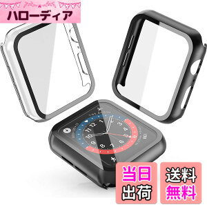 �y���������zSmilelane�y2���z�Ή� Apple Watch Series 6 / SE / SE2 / SE3 /Series 5 / Series 4 44mm �p �P�[�X, PC�f�ދ����K���X�ی�J�o�[(1 �u���b�N + 1 �N���A)