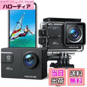 �y���������zWOLFANG �A�N�V�����J���� 4K 24MP�����J���� WiFi�@�\ �ϗh�� ���[40���[�g�� HDMI�o�� 1350mAh��e�ʃo�b�e���[2���� 170°�L�p�����Y �����R�� �w�b�h�Z�b�g�J���� �O���}�C�N �L�x��