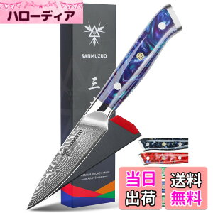 �y���������zSANMUZUO 3.5 Inch Paring Knife - Kitchen Fruit Peeling Knife Damascus Steel & Resin Handle - XUAN Series(Sapphire Blue)
