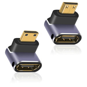 �y���������zPoyiccot 8K Mini HDMI to HDMI�ϊ��A�_�v�^�AL���^ Mini HDMI(�I�X)-HDMI(���X)�ϊ��A�_�v�^�A90�x �����/������ Mini HDMI HDMI �ϊ������A�_�v�^(HDMI�~�j) 3D, 8K@60hz, 4K, 2160P, 1080P�ȂǂɑΉ��i2��