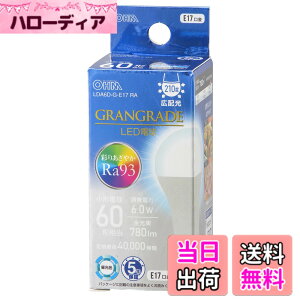 �y���������z�I�[���d�@ LED�d�����` E17 60�`����/60W���� �����F Ra93�����F �����Ή� �f�M�ގ{�H���Ή� �~�j�N���v�g���` 5�N LDA6D-G-E17 RA 06-5565 OHM
