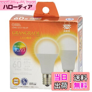 �y���������z�I�[���d�@ LED�d�����` E17 60�`����/60W���� �d���F Ra93�����F �����Ή� �f�M�ގ{�H���Ή� �~�j�N���v�g���` 5�N 2�� LDA6L-G-E17 RA 2P 06-5566 OHM