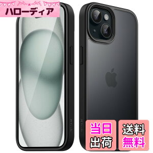 �y���������zJETech �}�b�g�P�[�X iPhone 15 Plus 6.7�C���`�p �ϏՌ����~���^���[�O���[�h�̗����h�~ ������̔������̔w�ʓd�b�J�o�[ �w��h�~ (�u���b�N)