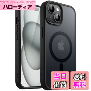 �y���������zJETech iPhone 15 Plus 6.7�C���`�p �}�O�l�b�g �P�[�X MagSafe�ɑΉ� �������̃}�b�g�w�� ���^ �ϏՌ� �J�o�[ (�u���b�N)