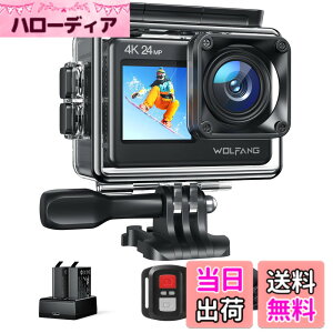 �y���������zWOLFANG GA200 �A�N�V�����J���� �y�}�C�N�t���z4K 24MP �h��40M �f���A���X�N���[���J���� EIS��U��␳ WiFi�����\�ȍL�p Vlog�J���� (�[�d��A2�̃o�b�e���[�A�����R���ƃA�N�Z