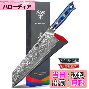 �y���������zSANMUZUO 8.5 inch Kiritsuke Kitchen Chef Knife - 67 Layers Damascus Steel & Resin Handle - Xuan Series(Sapphire Blue)