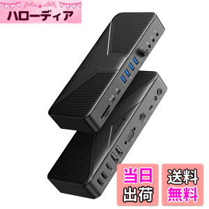 �y���������zYottamaster USB C �h�b�L���O�X�e�[�V���� 20 in 1 Type C Dock 4��ʏo�� 4K HDMI/DP/VGA�o�� 10Gbps USB3.2 GEN2 PD60W&18W�[�d�|�[�g/RJ45/3.5mm �I�[�f�B�I+�}�C�N+ 2-in-1/USB-A/USB-C/SD&TF�J�[�h�X���b�g��