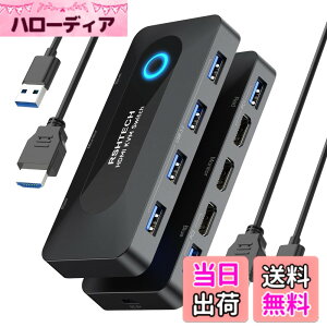 �y���������zKVM�X�C�b�`RSHTECH USB �ؑ֊� HDMI 4K@60Hz �A4 USB 3.0 �|�[�g �p�\�R��2��p �L�[�{�[�h�}�E�X�v�����^�[��1���HD���j�^�[ HDMI�P�[�u��2�{�AUSB�P�[�u��2�{�t���؂�ւ���(RSH-A301)