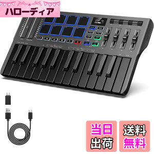 �y���������zDonner USB MIDI �L�[�{�[�h �R���g���[���[ 25�� �x���V�e�B�Ή� �^�b�`���X���C�_�[ OLED�X�N���[�� �o�b�N���C�g�t�p�b�h ���y���� Mac�EPC�Ή� ���{������� �u���b�N DMK-25 PRO