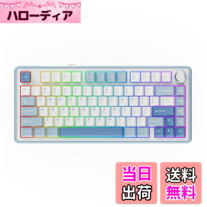 �y���������zEPOMAKER x Aula F75 �Q�[�~���O�L�[�{�[�h �K�X�P�b�g ���J�j�J���L�[�{�[�h 5�w�p�b�h���m�u�t�� 75% ���C�����X �z�b�g�X���b�p�u�� Bluetooth/2.4GHz/USB-C RGB �Z�K�F�؎擾 (Sea Salt Blue, L