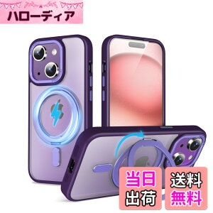 �y���������zQUEASON�yiPhone 15Plus �p MagSafe�Ή� �P�[�X�z360°��]�X�^���h ���C�����X�[�d�Ή� ��phone15plus �p �P�[�X �����O�t�� �ČRMIL�K�i iphone15�v���X �p �X�}�z�P�[�X magsafe �������� �����h